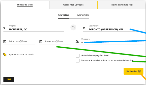 Anatomie d'un formulaire ex: VIA Rail